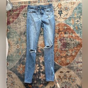 American Eagle Outfitters Light Blue Distressed High-Rise Skinny Jeans